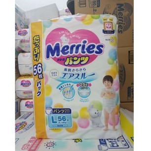 Bỉm / Tã quần Merries Ultra Jumbo size L 56 miếng (cho bé 9-14kg)