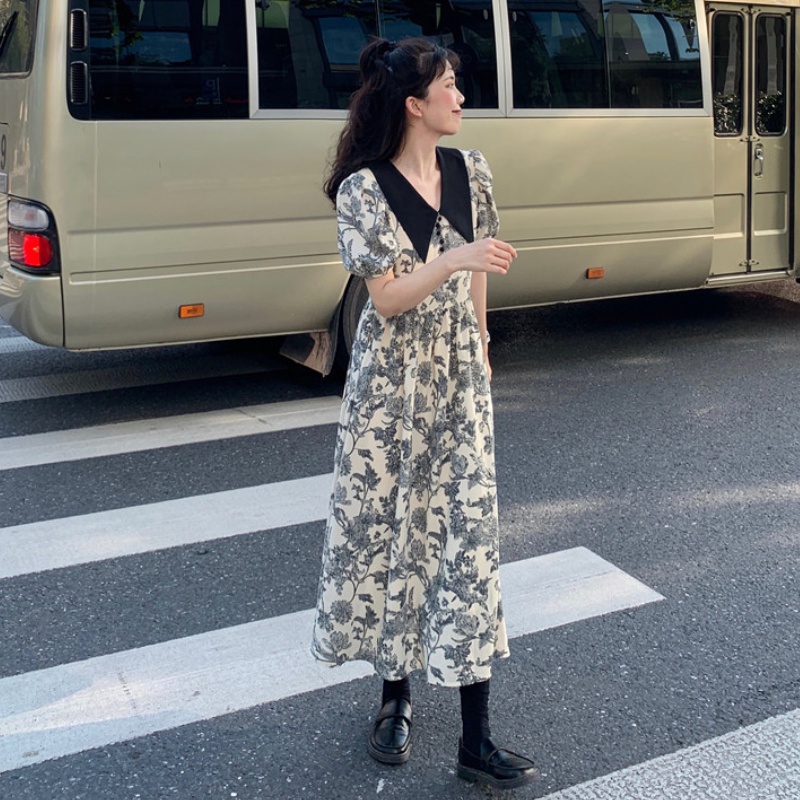 Đầm Hoa Dài Dáng Rộng Thiết Kế Mới Thời Trang Theo Phong Cách Hàn Quốc Cho Nữ