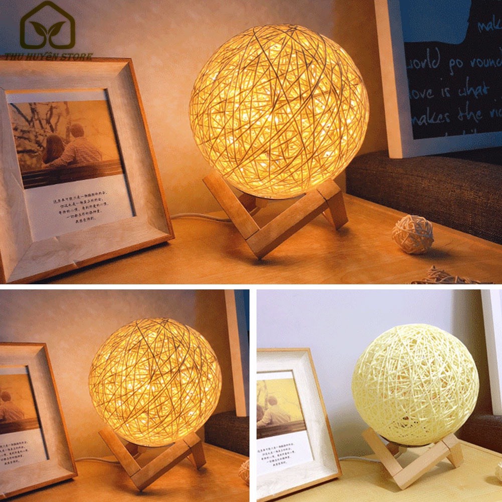 💫𝑺𝒊𝒆̂𝒖 𝑺𝒂𝒍𝒆💫 Đèn Ngủ Để Bàn Trang Trí Hình Quả Cầu Mây Sạc USB Thiết Kế Sáng Tạo