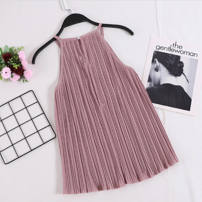 Áo yếm nữ vải chiffon họa tiết xếp li thời trang cá tính