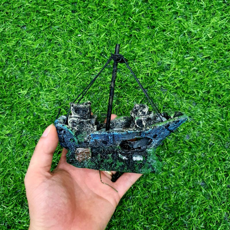 Mô hình tàu thuyền đắm Size vừa  -Thuyền đắm - Trang trí bể cá - Trang trí hồ thủy sinh - Tiểu cảnh trang trí bể cá