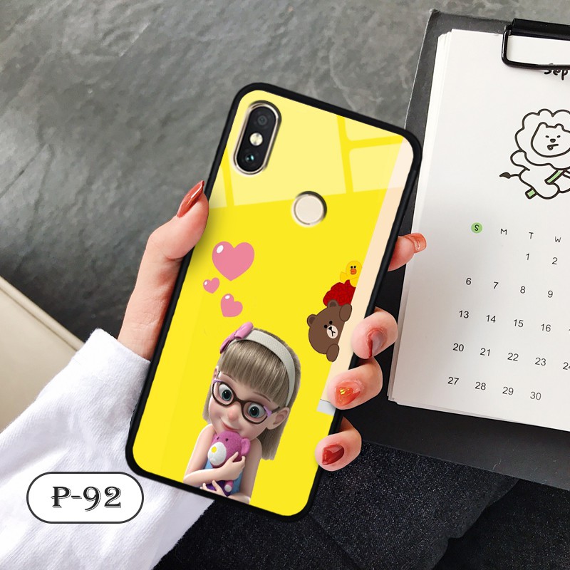 Ốp lưng kính 3D  Xiaomi Mi 6x/ Mi A2-cute