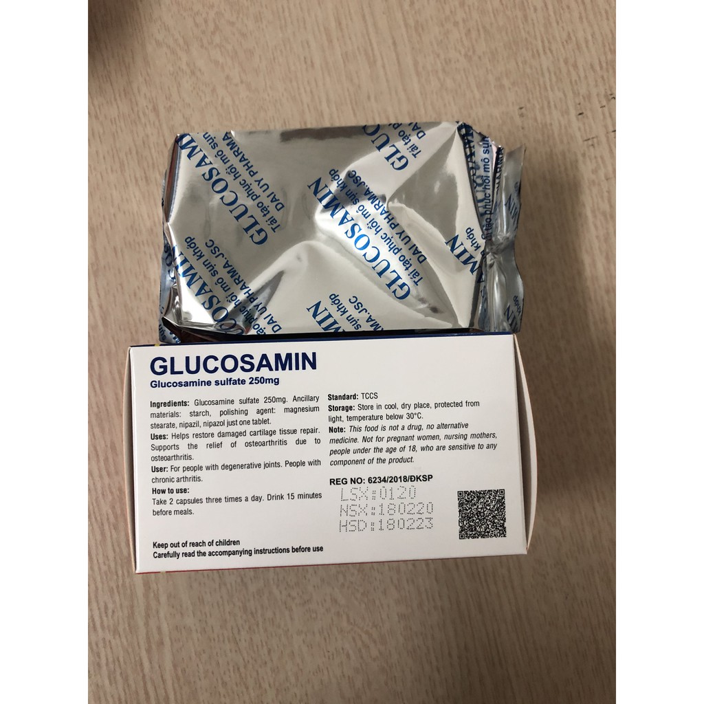 Viên uống XƯƠNG KHỚP GLUCOSAMIN Sulfate 250mg giảm đau nhức xương khớp, hỗ trợ điều trị thoái hóa khớp