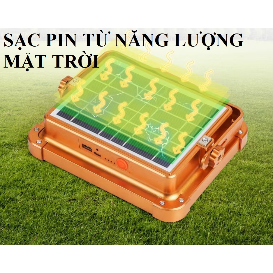 Đèn tích điện năng lượng mặt trời 300W 100W siêu sáng có điều khiển + cáp sạc 5 chế độ đèn led