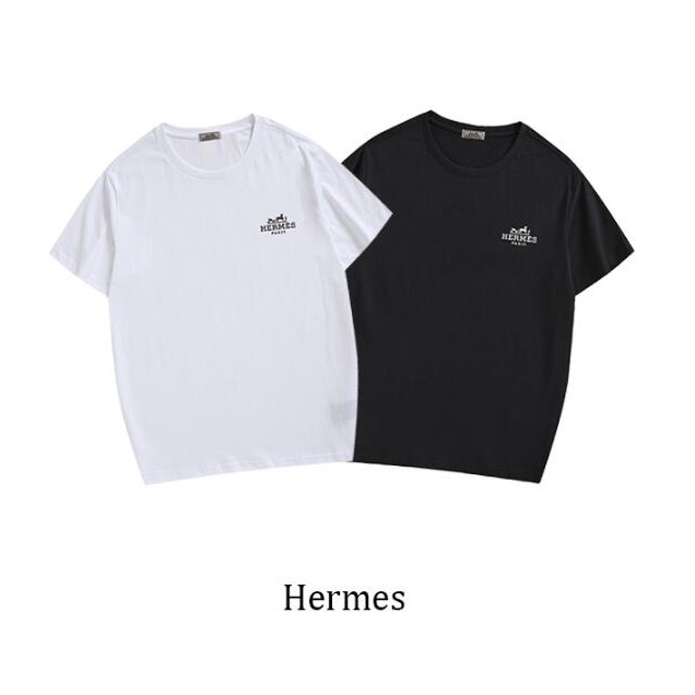 Áo Thun Cotton Tay Ngắn In Chữ Hermes Thời Trang Cho Nam Và Nữ