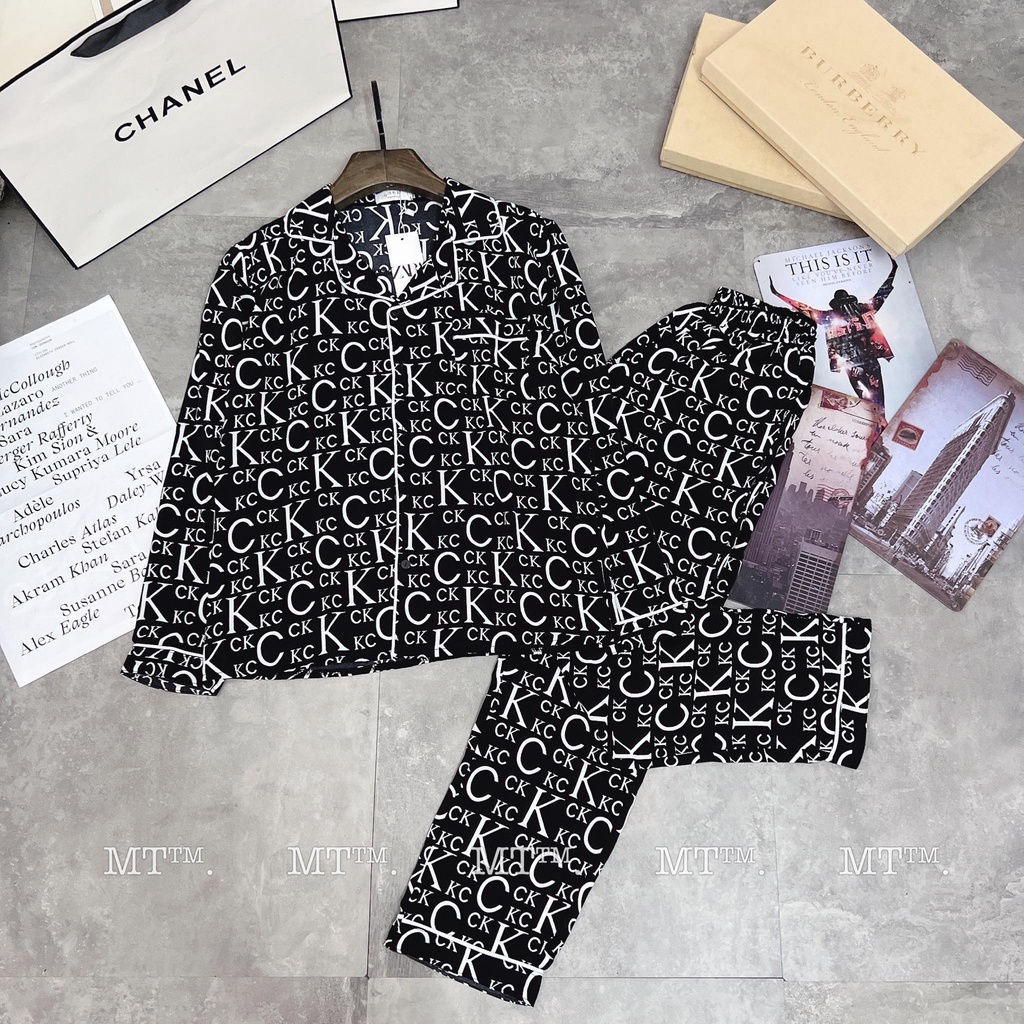 Bộ Ngủ Pyjama Lụa Dài Tay Phù Hợp Cả Nam Và Nữ, Bộ Đồ Ngủ Dài Tay Chất Lụa Cao Cấp