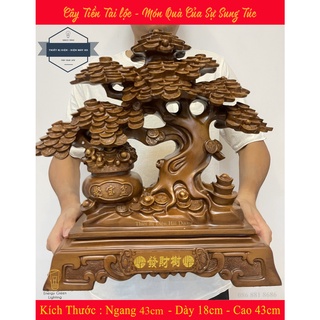 Cây tài lộc thân màu gỗ - size to - món quà của sự sung túc - mang lại sự may mắn - phát lộc , phát tài -cao 43cm