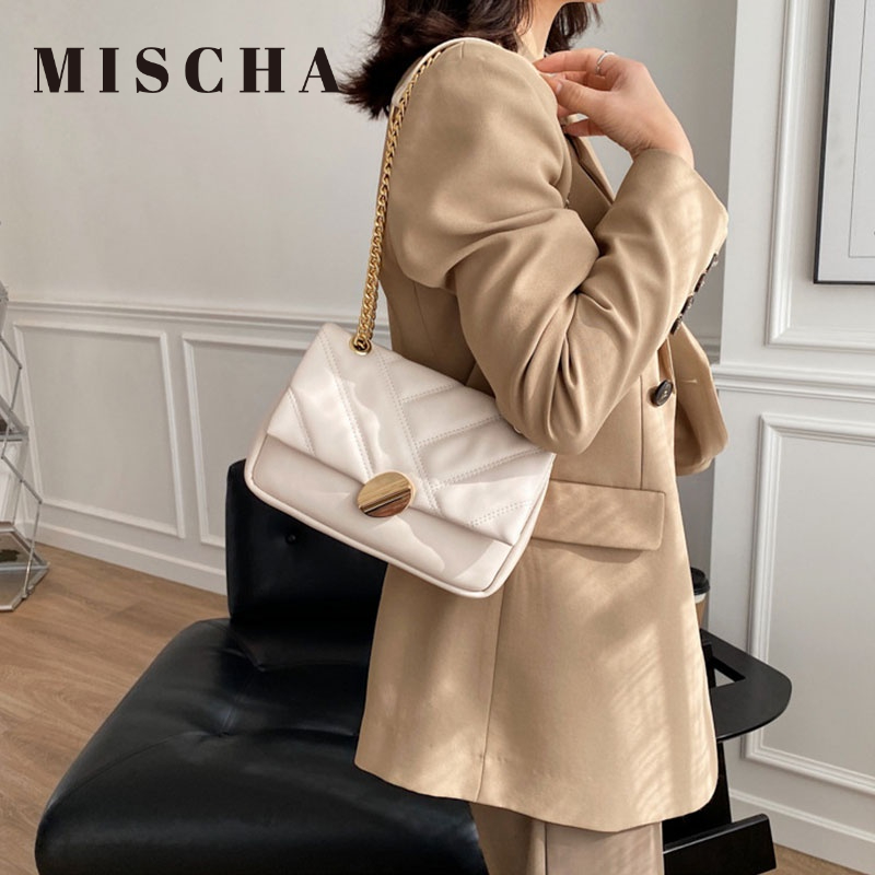 MISCHA Túi Đeo Chéo Vai Bằng Da PU Màu Trơn Thời Trang Sành Điệu Cho Nữ