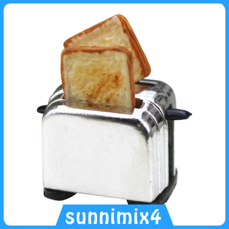 [H₂Sports&Fitness]1:12 Doll House Alloy Bread Maker with Toasts Simulation Baby Doll Kitchen