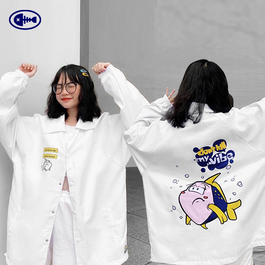 Áo khoác nữ Don't Kill My Vibe vải dù màu trắng, form rộng có hình in - Empty Jacket | BigBuy360 - bigbuy360.vn