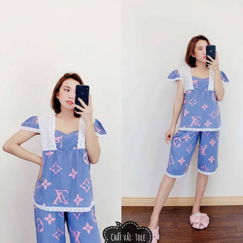 Đồ Bộ Nữ Lụa Tole Cao Cấp Pijama Áo Ngắn Quần Lửng Cực Xinh | BigBuy360 - bigbuy360.vn