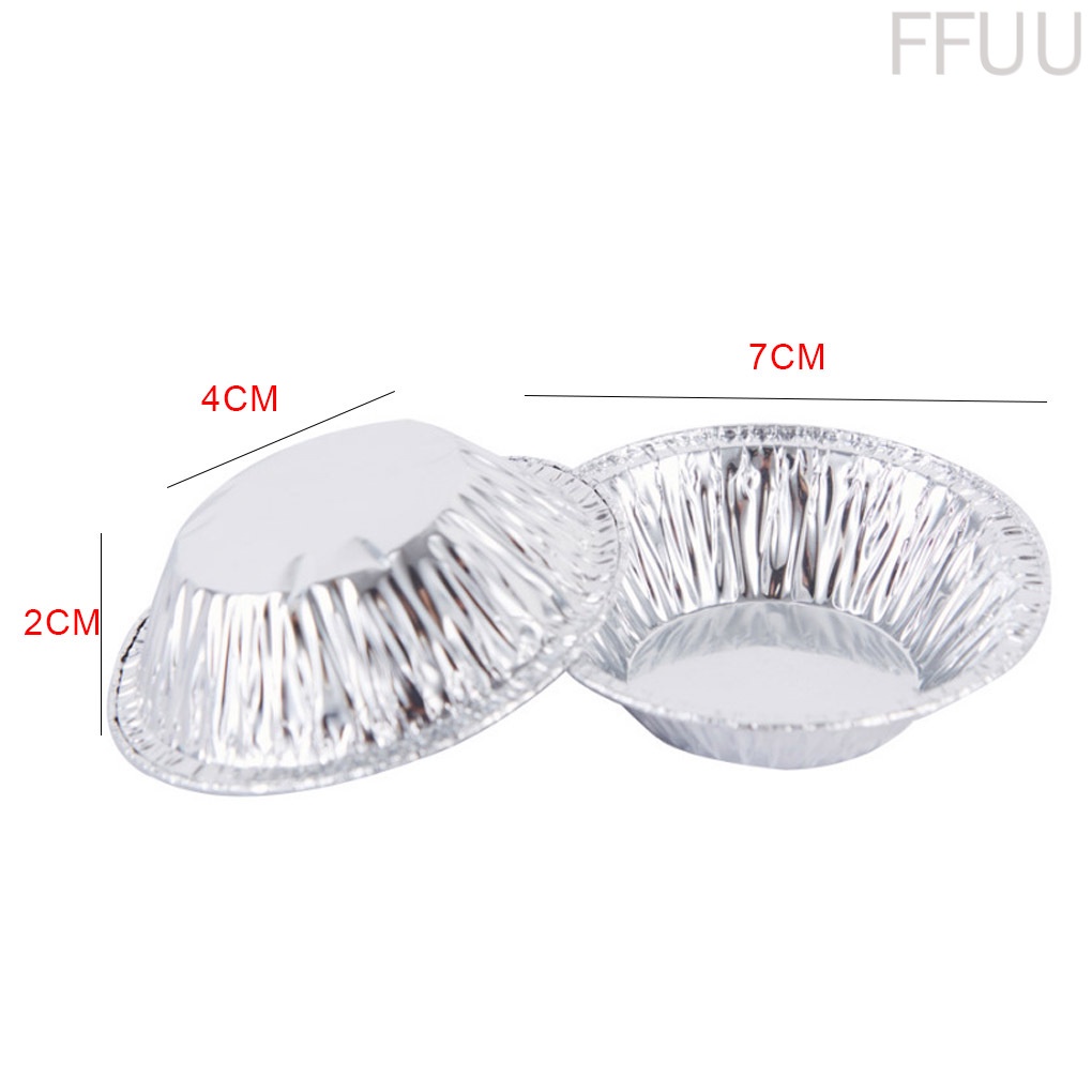 100 Khuôn lá nhôm hình tròn dùng một lần làm bánh tart trứng