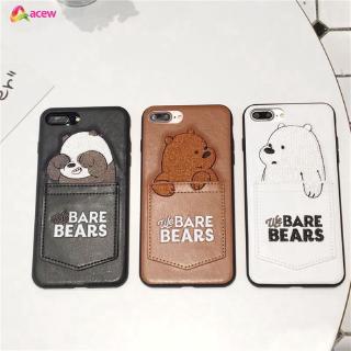Ốp điện thoại da có túi đựng thẻ hình gấu đáng yêu cho iPhone 6/6S/6+/6S+/7/7+/8/8+/X/XR/XS/XSMax