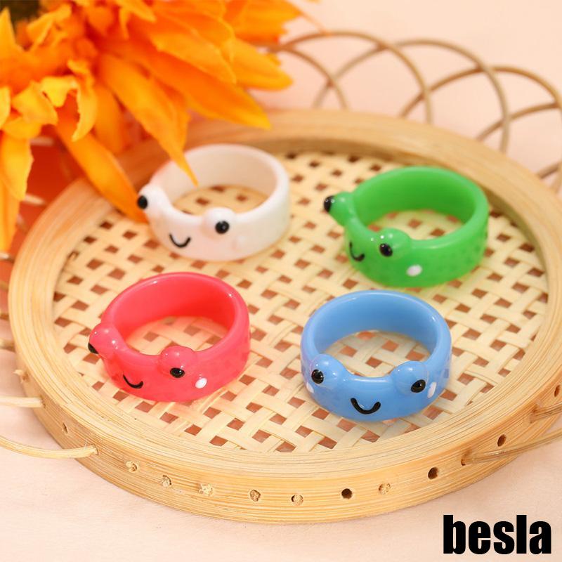 Nhẫn nhựa hình chú ếch thời trang nhiều màu cho nam và nữ Nhẫn acrylic Hình Ếch Hoạt Hình Đáng Yêu Cho Cặp Đôi