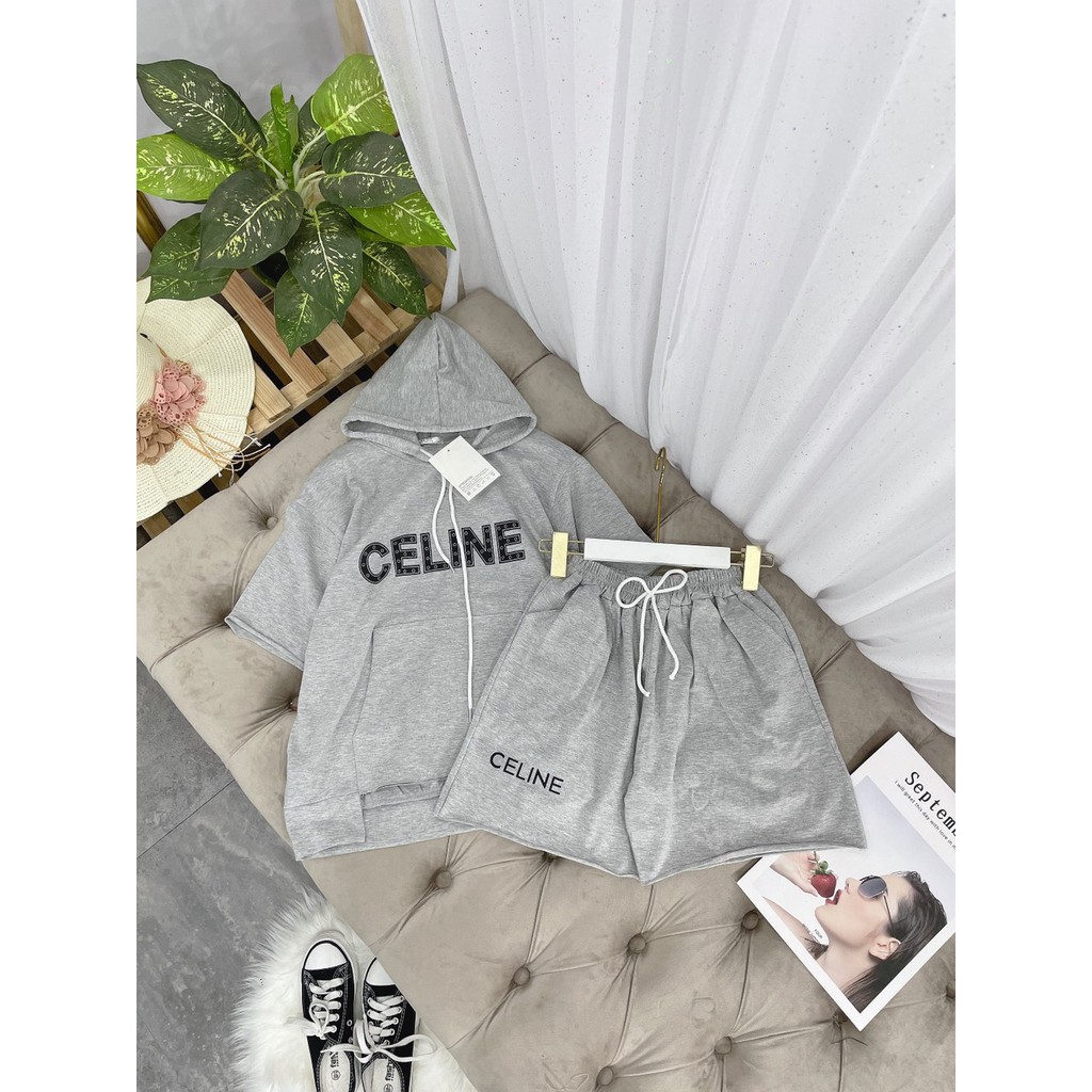 (P113)Sét/Bộ thể thao Celine áo mũ ngăn tay cá tính + quần sooc cực yêu thời trang cá tính khỏe khoắn năng động