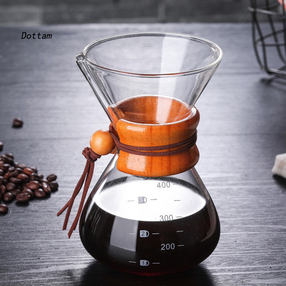 Bình pha cà phê Espresso nóng bằng thủy tinh chịu nhiệt dung tích 400ml có vòi rót