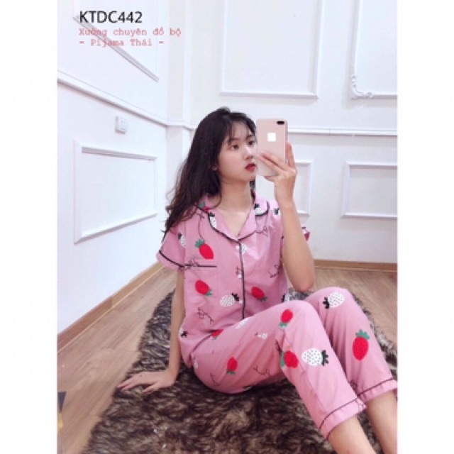 Đồ bộ mặc nhà nữ pijama quần dài áo cộc | BigBuy360 - bigbuy360.vn