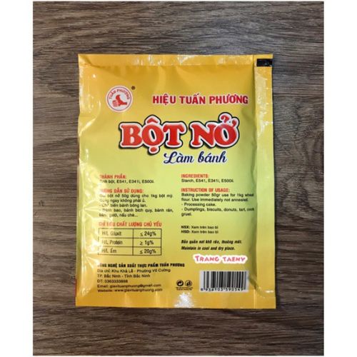 Bột nở làm bánh, baking powder Tuấn Phương gói 50g làm một số món như: bánh mì, bao,