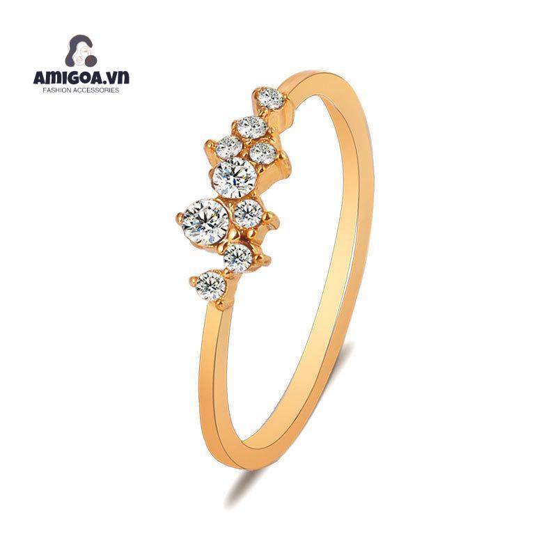 ✨✨Nhẫn Đính Hôn Nữ Mạ Vàng 14k Đính Kim Cương Nhân Tạo