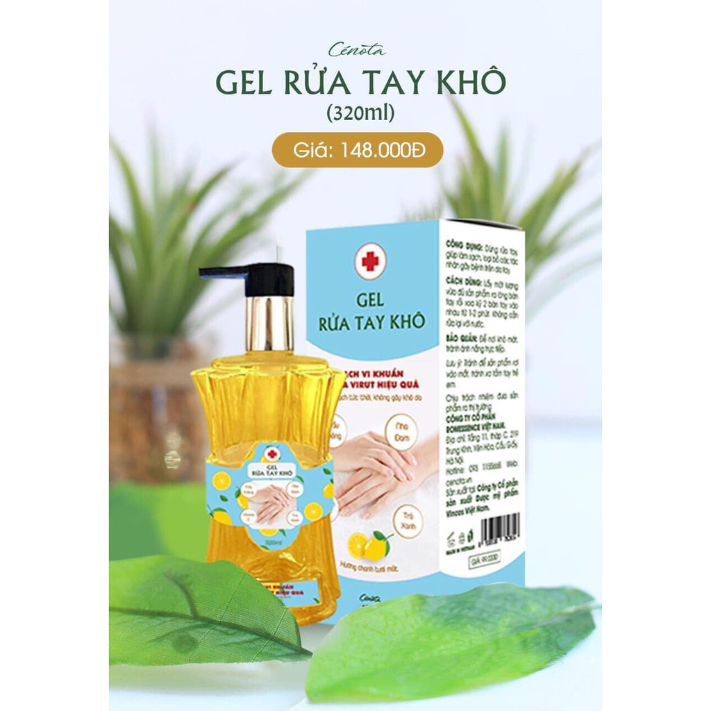 Gel Rửa Tay Khô Cenota Loại Bỏ 99.9% Vi Khuẩn, Bảo Vệ Da Tay 320ml