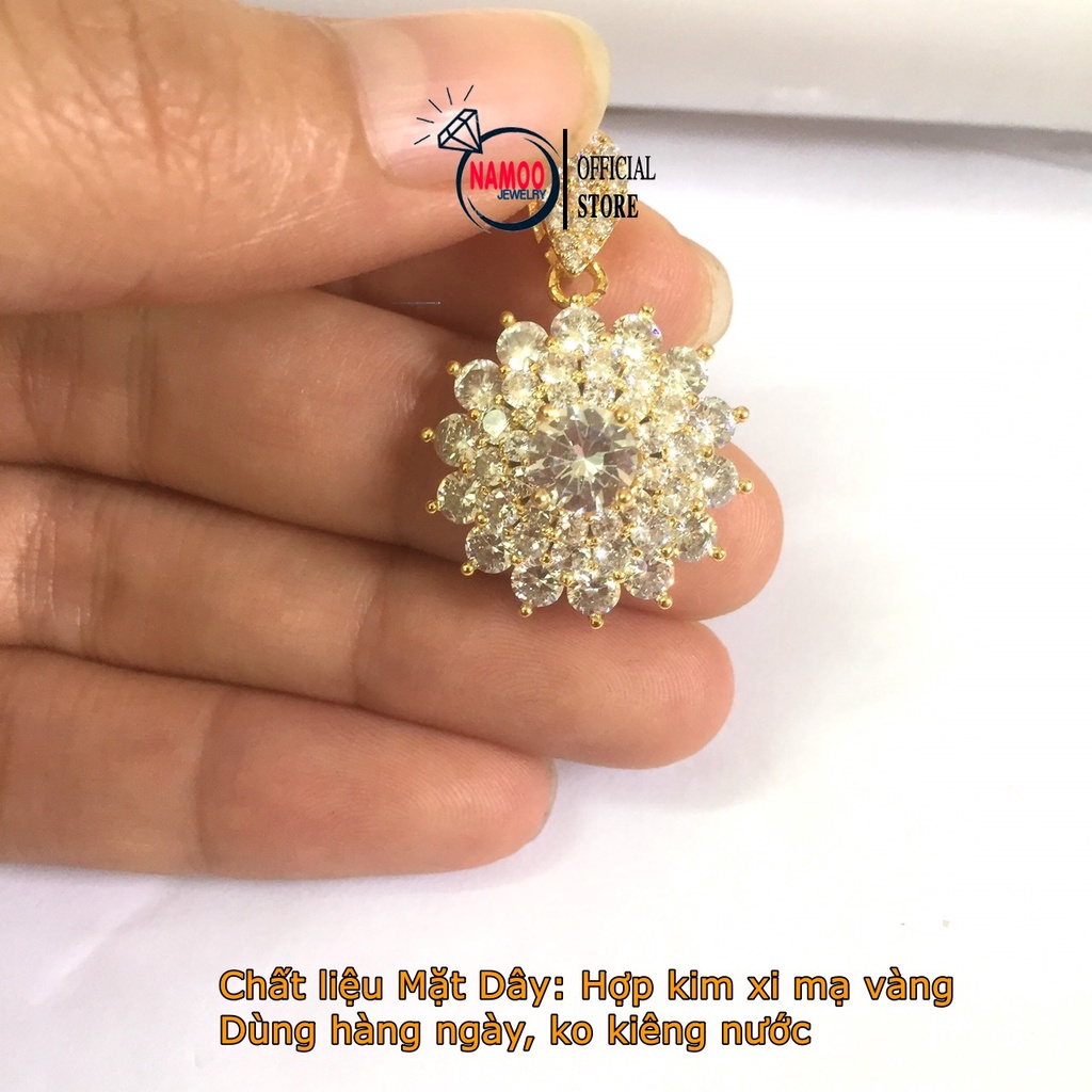 Dây Chuyền Nữ Mạ Vàng V646 mặt Hoa Đá Kết hợp Dây Xích Dài Dây 45cm