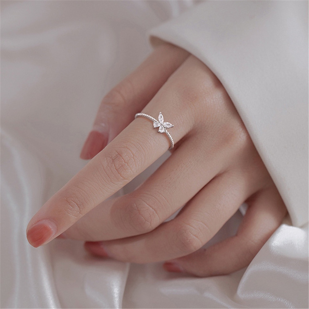 Nhẫn Hình Bướm Đính Kim Cương S925 Thời Trang Cho NữYanqueens Quà tặng trang sức