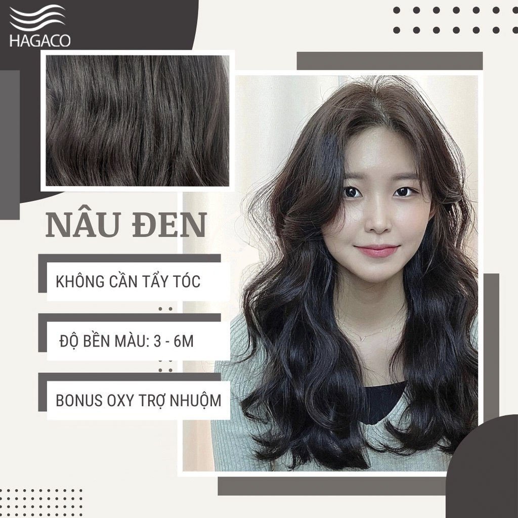 Thuốc Nhuộm Tóc Chính Hàng Màu NÂU ĐEN | Không Tẩy Tặng Oxy Trợ Nhuộm Găng Tay, Mũ Ủ, Chụp tại