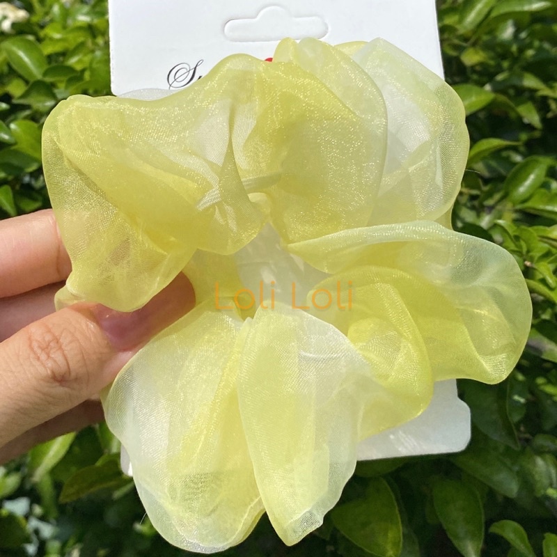 Scrunchies cột bóng voan kính loang ánh kim. buộc tóc ánh nhũ xinh xắn