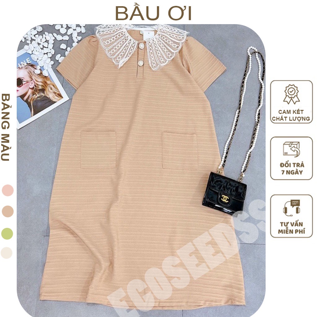 [BAUOII V79] VÁY BẦU CÔNG SỞ CỔ REN CHẤT XỐP ĐÍNH KHUY NGỌC CÓ TÚI XINH SẮN DỄ THƯƠNG - ĐẦM BẦU BABYDOLL HÀN QUỐC