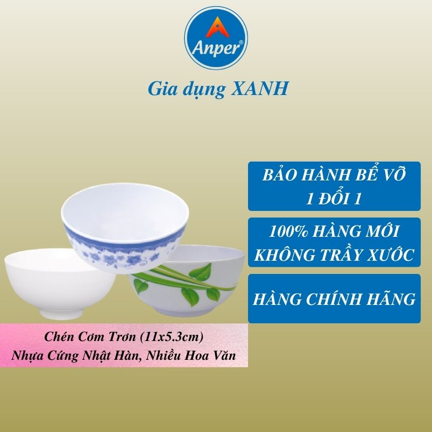 Chén ăn cơm 11cm nhựa Melamine  ANPER cao cấp nhật hàn  bát ăn cơm nhựa đẹp gia đình và nhà hàng