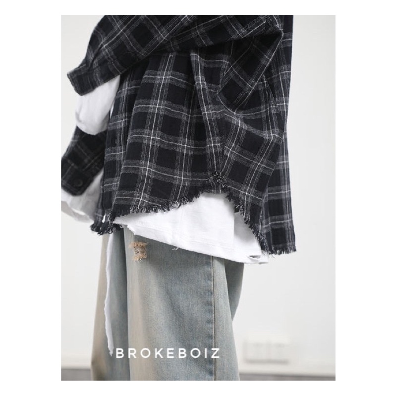 FOG Áo sơ mi nam form rộng flannel rách tà Premium quality phong cách Unisex thời trang | BigBuy360 - bigbuy360.vn