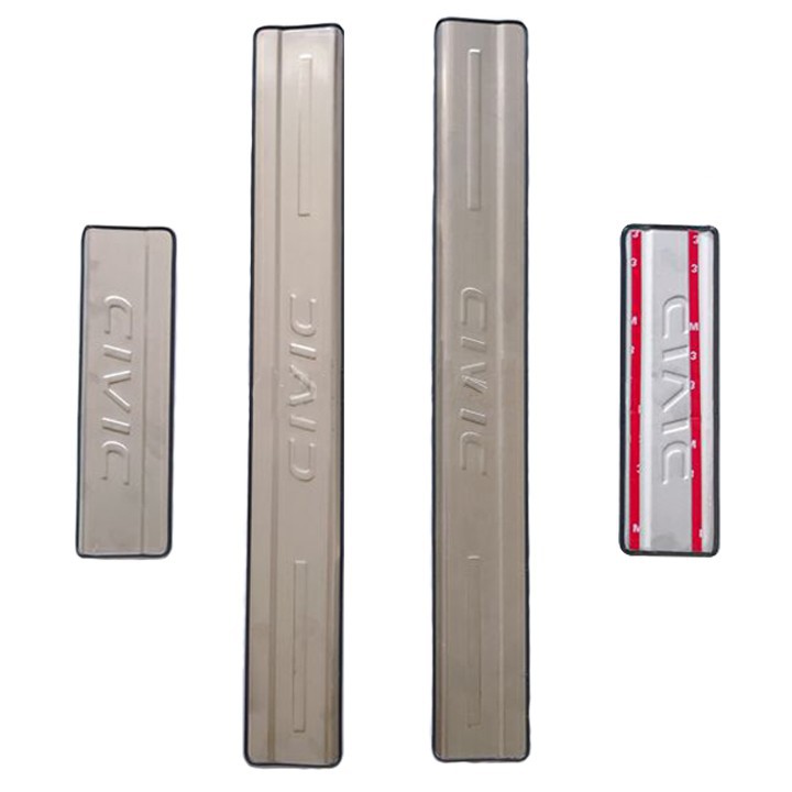 Ốp Bậc Cửa, Nẹp Bước Chân Trong, Ngoài Xe Honda Civic 2016 - 2021 Chất liệu inox cao cấp