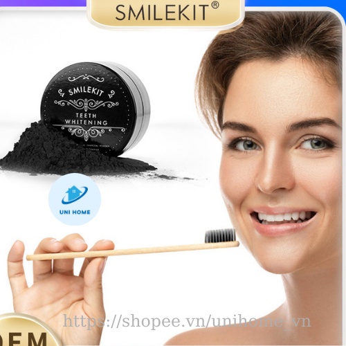 Bột trắng răng than hoạt tính SMILEKIT - Bột than tre trắng răng tự nhiên, lành tính sử dụng hàng ngày