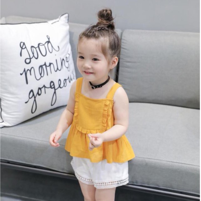 (8-18kg) Bộ quần áo cho bé gái vải thô đũi QATE205 TB359 - Đồ bộ bé gái hoa nhí chun ngực xinh xắn