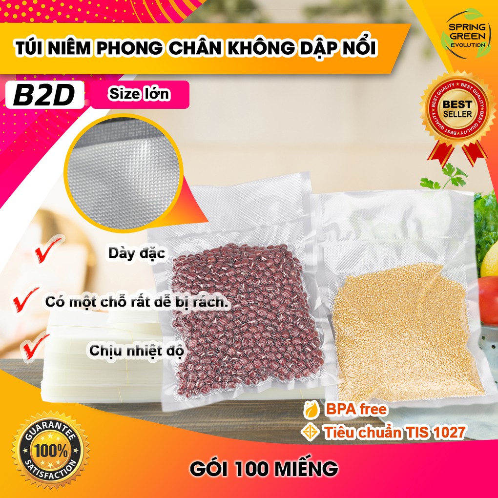 Túi Hút Chân Không 1 Mặt Nhám B2D 20Cm*25Cm. Đóng Gói Chân Không, Bảo Quản Mọi Loại Thực Phẩm. Thương Hiệu SGE Thailand!