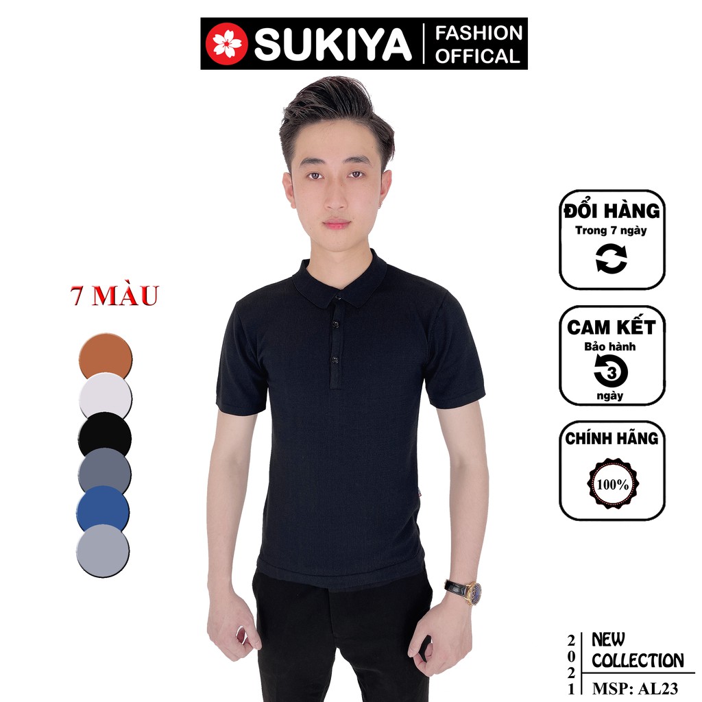 Áo len nam ngắn tay cổ bẻ hàng cao cấp Sukiya Fashion AL23 | BigBuy360 - bigbuy360.vn