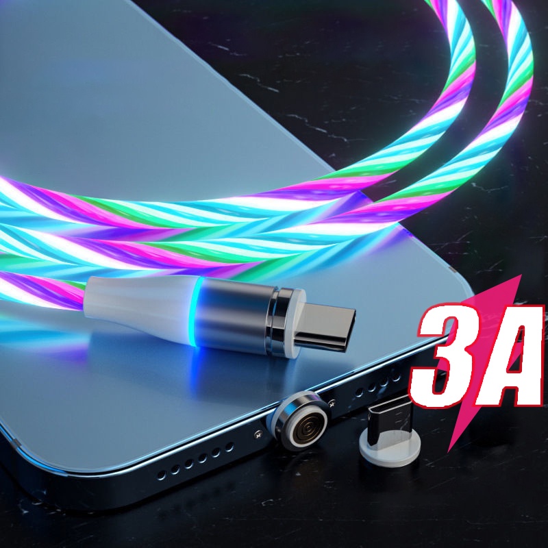 Dây cáp sạc nhanh 3A S P có nam châm đèn Led không nóng máy