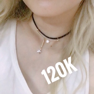Choker dây da đính charm Star (ảnh thật)