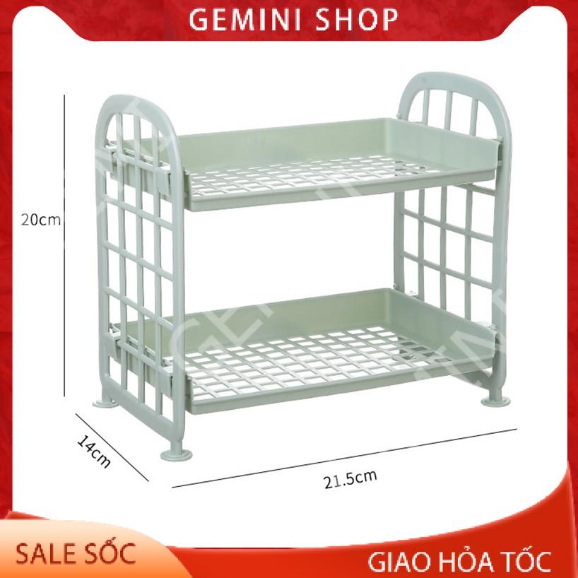 Kệ nhựa để đồ mini 2 tầng để đồ dùng học tập trang trí bàn học phong cách Hàn Quốc E050 GEMINI SHOP