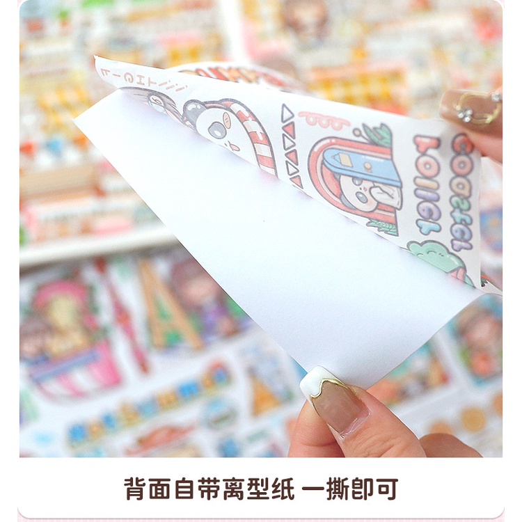 Peach Cute girl figure food tape stickers Journal Scrapbook Decor Sticker