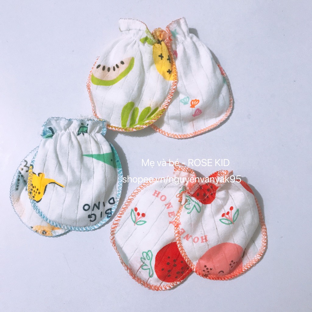 Set 2 bao tay sơ sinh vải thun giấy cực đẹp và mát cho bé y hình, giá rẻ