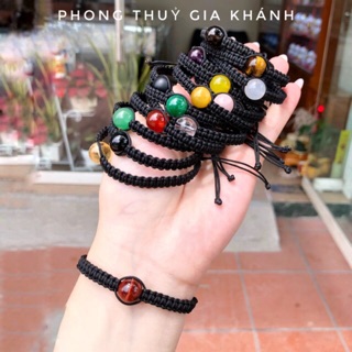 Vòng phong thuỷ tết dây dù màu đen handmade