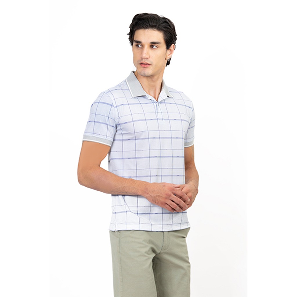 Áo Polo nam Novelty cổ bo không túi màu xanh NATMHCMCLR191106N