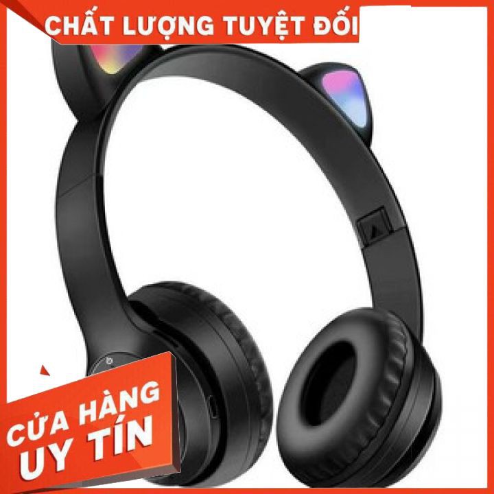 Tai nghe mèo bluetooth chụp tai cao cấp, Tai nghe mèo hồng dễ thương có micro đàm thoại, chơi game. Headphone phát sáng