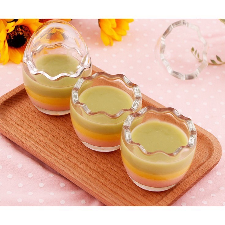 Hũ thủy tinh hình quả trứng 60ml làm bánh pudding, sữa chua cho bé