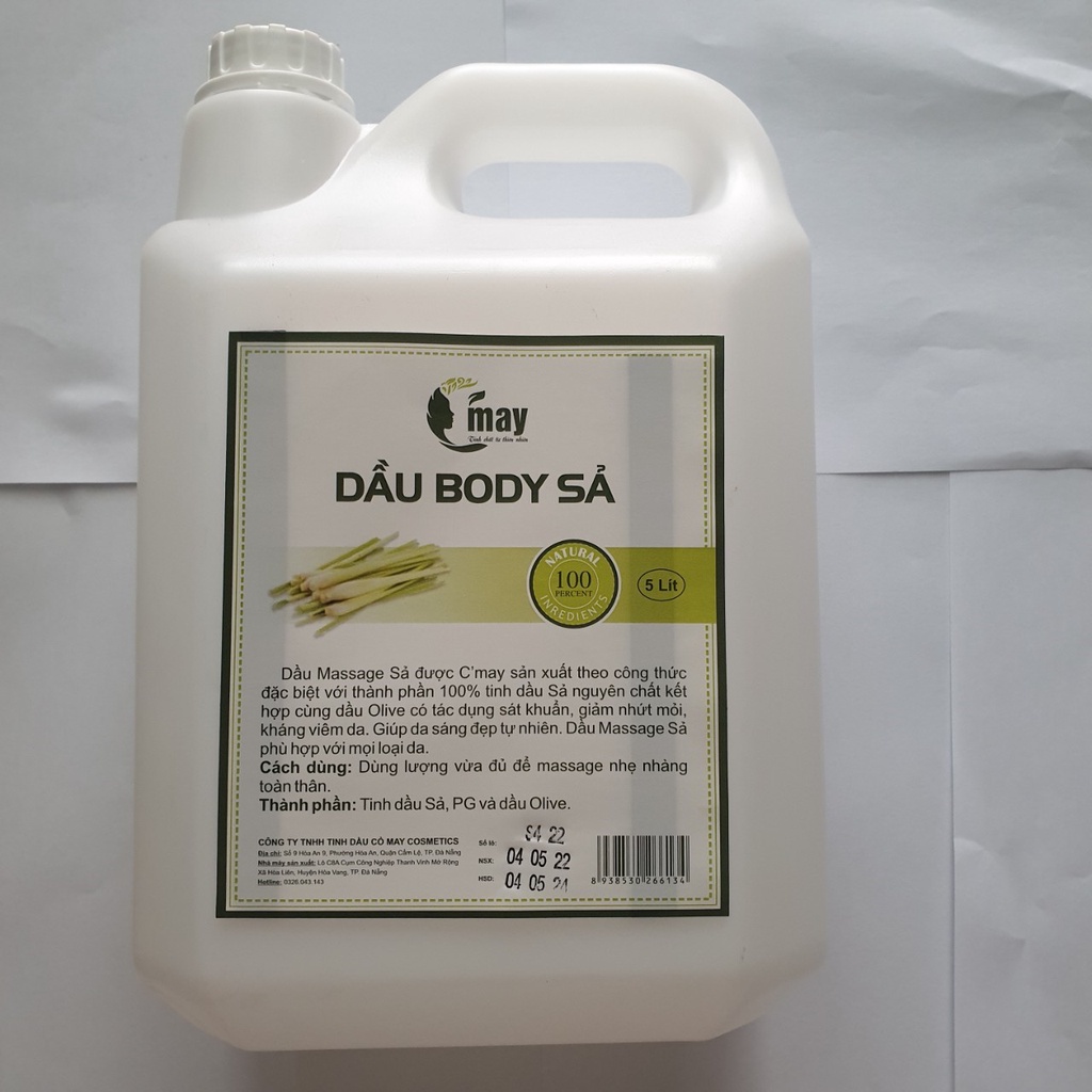 Dầu Massage Body Hương Sả 5 Lít, Giảm Nhứt Mỏi, Làm Đẹp Da, Mùi Hương Dễ Chịu
