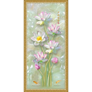 Tranh dán tường 3D Hoa sen ngọc Hoa-01