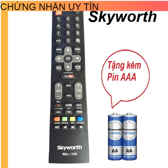 điều Khiển TiVi Skyworth RM-L1359 - Remote từ xa tivi  Skyworth smart internet youtube nút ở giữa RM L1379