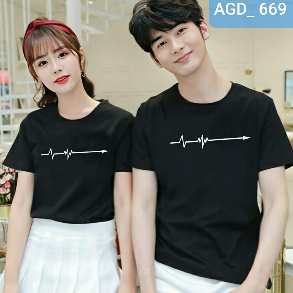 Áo in nhịp đập trái tim màu đen, đỏ , xanh coban - MÃ AGD669