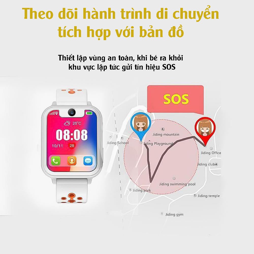 Đồng Hồ Định Vị Thông Minh S6 - Gọi Điện Nhắn Tin Trực Tiếp - Theo Dõi Vị Trí Bé - Cảnh Báo An Toàn